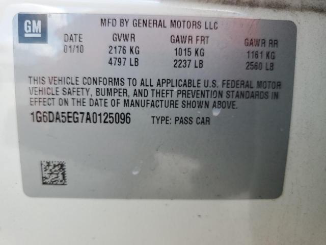 1G6DA5EG7A0125096 - 2010 CADILLAC CTS WHITE photo 13