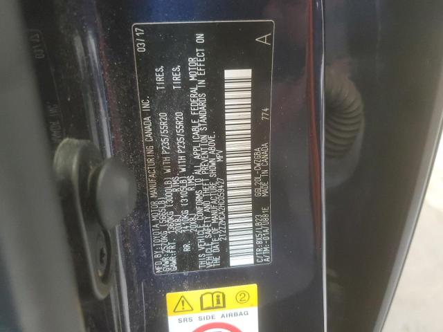 2T2ZZMCA2HC059427 - 2017 LEXUS RX 350 BASE BLUE photo 14