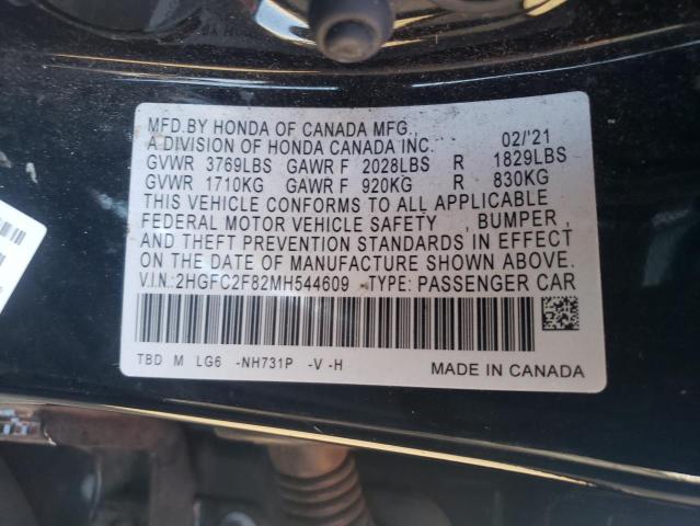 2HGFC2F82MH544609 - 2021 HONDA CIVIC SPORT 黑色 照片 12