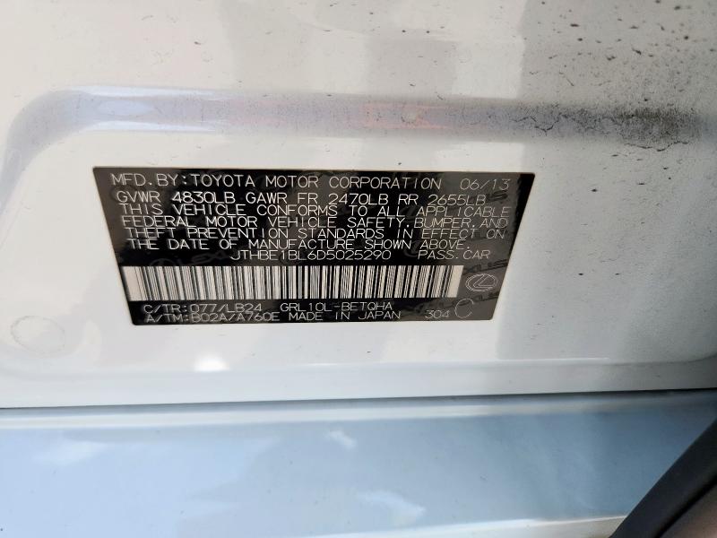 JTHBE1BL6D5025290 - 2013 LEXUS GS 350 WHITE photo 12