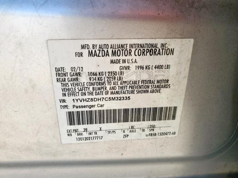 1YVHZ8DH7C5M32335 - 2012 MAZDA 6 I 银色 照片 12