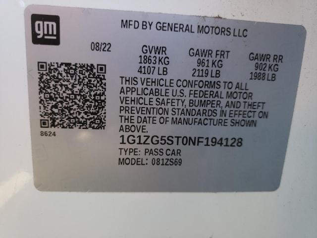 1G1ZG5ST0NF194128 - 2022 CHEVROLET MALIBU RS 白色 照片 13