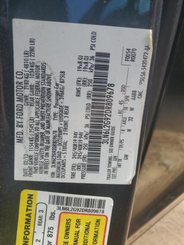 3LN6L2G92DR809678 - 2013 LINCOLN MKZ CHARCOAL photo 12