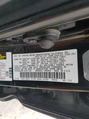 5TEJU62N17Z417710 - 2007 TOYOTA TACOMA DOUBLE CAB PRERUNNER BLACK photo 12