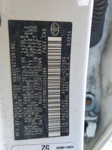4T1B11HK5JU545389 - 2018 TOYOTA CAMRY L WHITE photo 12