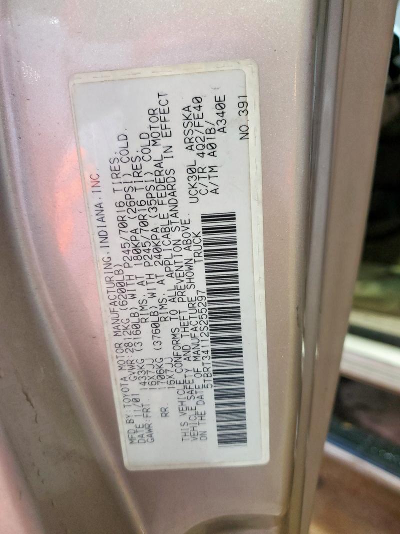 5TBRT34112S255297 - 2002 TOYOTA TUNDRA ACCESS CAB 金色 照片 12
