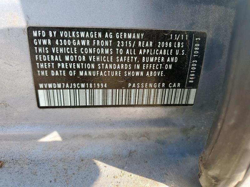 WVWDM7AJ9CW181994 - 2012 VOLKSWAGEN GOLF GRAY photo 13