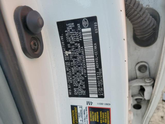 4T1BF3EK0BU658654 - 2011 TOYOTA CAMRY BASE WHITE photo 12