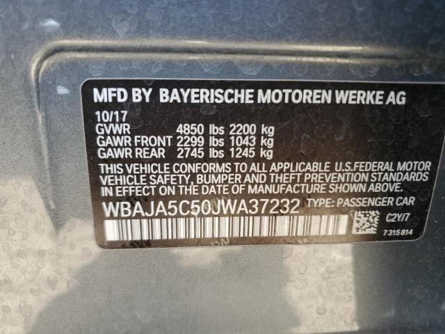 WBAJA5C50JWA37232 - 2018 BMW 530 I BLUE photo 12