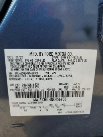 MAJ6S3GL4NC456908 - 2022 FORD ECOSPORT SE Կապույտ լուսանկար 13