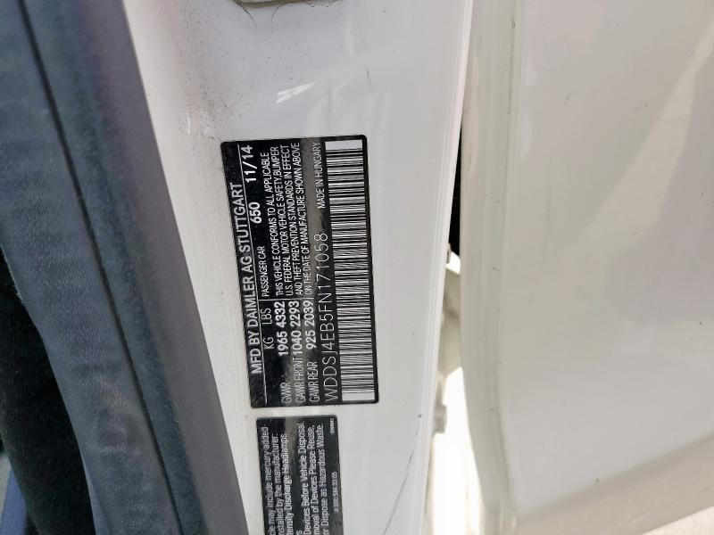 WDDSJ4EB5FN171058 - 2015 MERCEDES-BENZ CLA 250 Սպիտակ լուսանկար 12