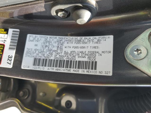 3TMJU4GN1FM176997 - 2015 TOYOTA TACOMA DOUBLE CAB PRERUNNER CHARCOAL photo 13