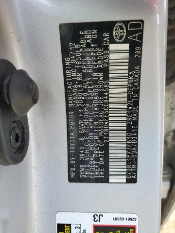 2T1BU4EE5CC844585 - 2012 TOYOTA COROLLA BASE 银色 照片 12