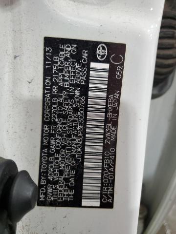 JTDKN3DP3E3050786 - 2014 TOYOTA PRIUS PLUG WHITE photo 12