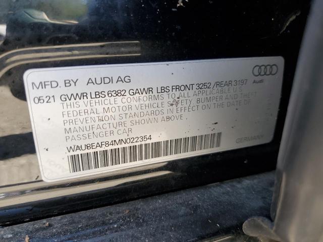 WAU8EAF84MN022354 - 2021 AUDI A8 L BLACK photo 12