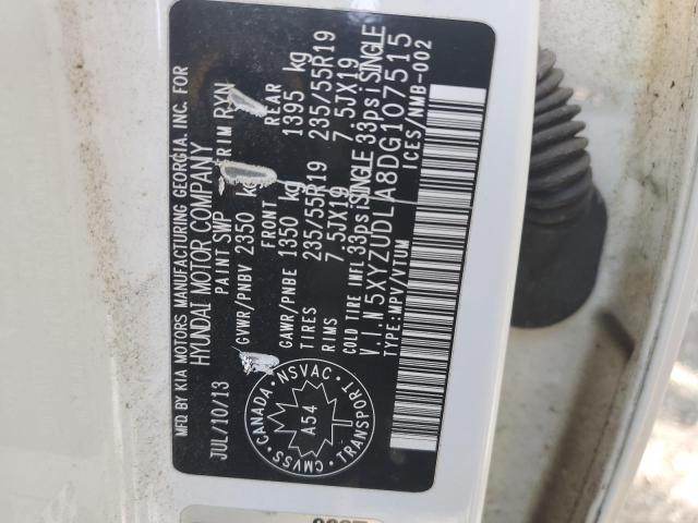 5XYZUDLA8DG107515 - 2013 HYUNDAI SANTA FE S WHITE photo 14