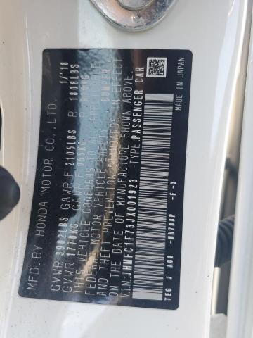 JHMFC1F73JX001923 - 2018 HONDA CIVIC EXL Weiß Foto 12