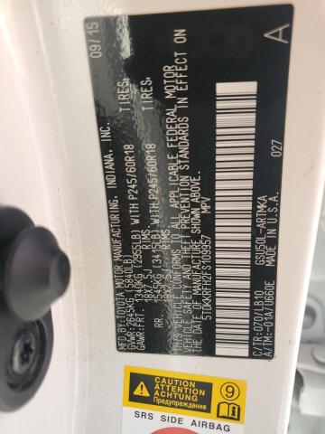 5TDKKRFH2FS109957 - 2015 TOYOTA HIGHLANDER XLE WHITE photo 13