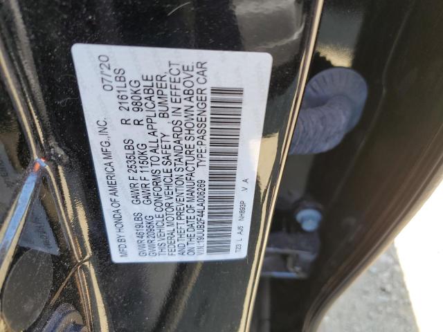 19UUB2F44LA006269 - 2020 ACURA TLX TECHNOLOGY BLACK photo 12