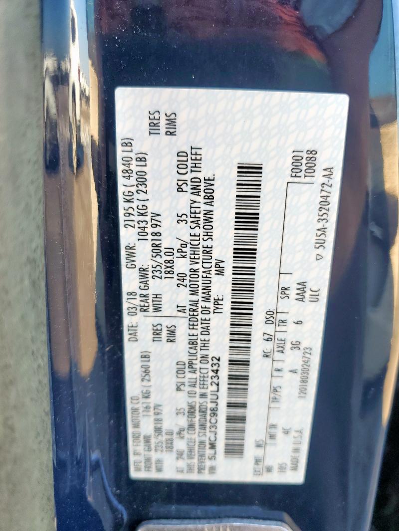 5LMCJ3C98JUL23432 - 2018 LINCOLN MKC RESERVE 蓝色 照片 13