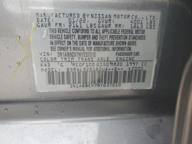 3N1AB8CV7NY237010 - 2022 NISSAN SENTRA SV GRAY photo 12