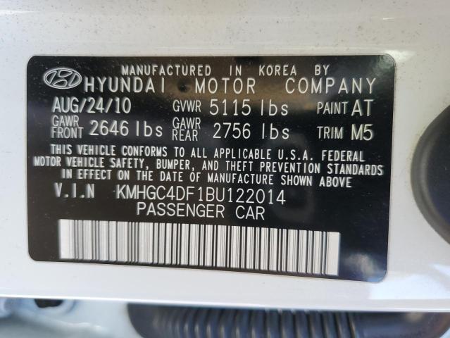 KMHGC4DF1BU122014 - 2011 HYUNDAI GENESIS 4.6L WHITE photo 12