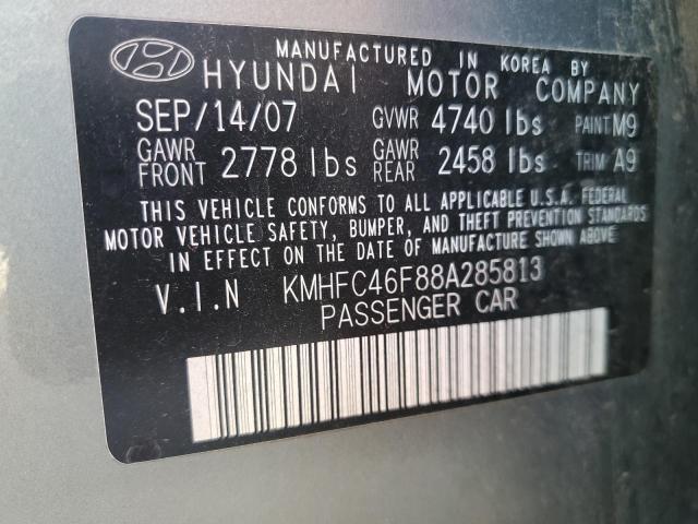 KMHFC46F88A285813 - 2008 HYUNDAI AZERA SE GREEN photo 12