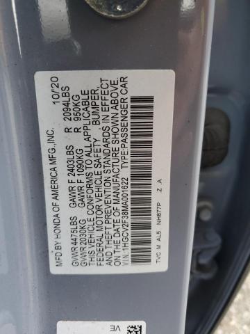 1HGCV2F38MA001622 - 2021 HONDA ACCORD SPORT GRAY photo 12