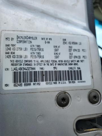 1J4GL48K94W327044 - 2004 JEEP LIBERTY SPORT SILVER photo 13