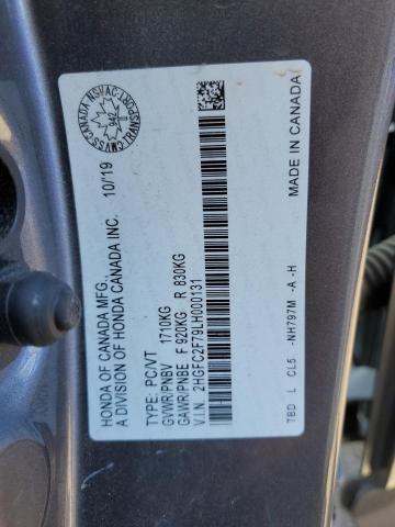 2HGFC2F79LH000131 - 2020 HONDA CIVIC EX GRAY photo 13