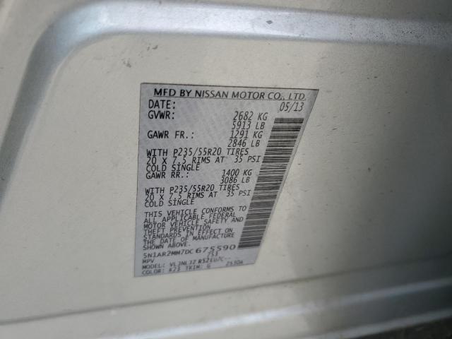 5N1AR2MM7DC675590 - 2013 NISSAN PATHFINDER S SILVER photo 13