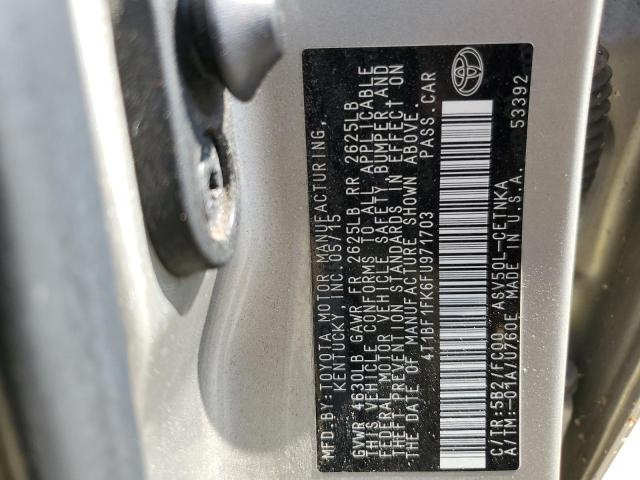 4T1BF1FK6FU971703 - 2015 TOYOTA CAMRY LE SILVER photo 12