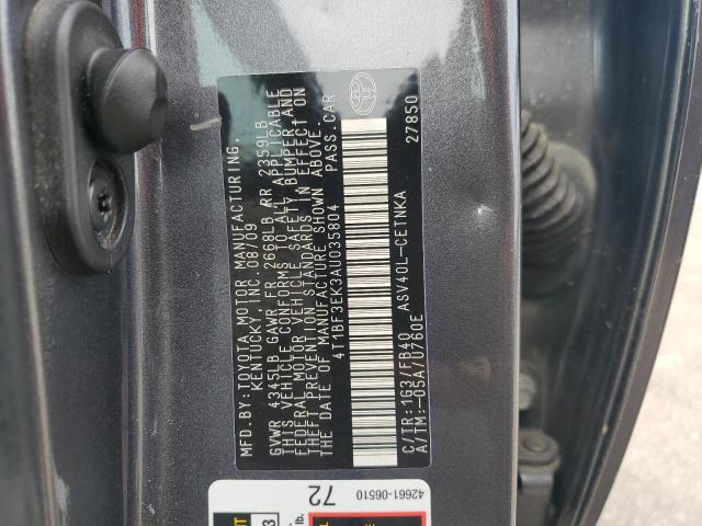 4T1BF3EK3AU035804 - 2010 TOYOTA CAMRY BASE GRAY photo 12