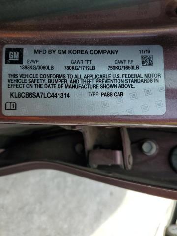 KL8CB6SA7LC441314 - 2020 CHEVROLET SPARK LS 栗色 照片 12