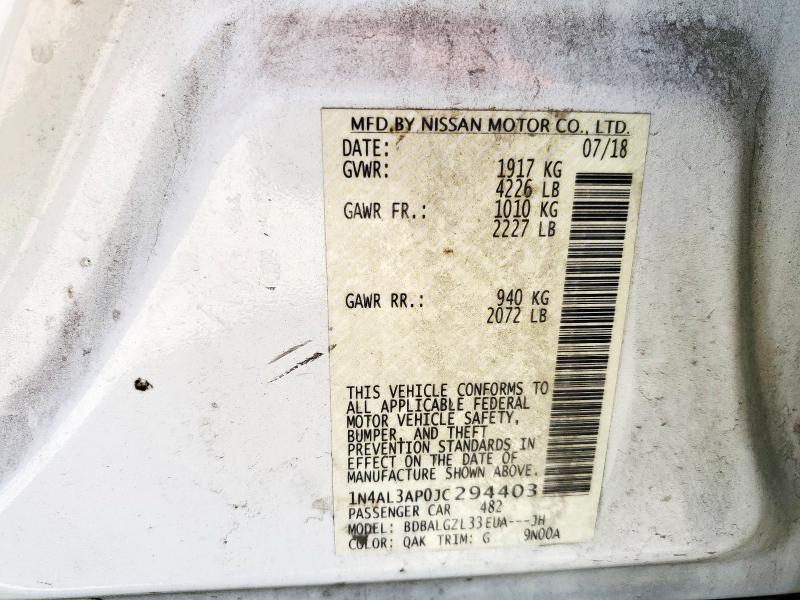 1N4AL3AP0JC294403 - 2018 NISSAN ALTIMA 2.5 თეთრი ფოტო 12