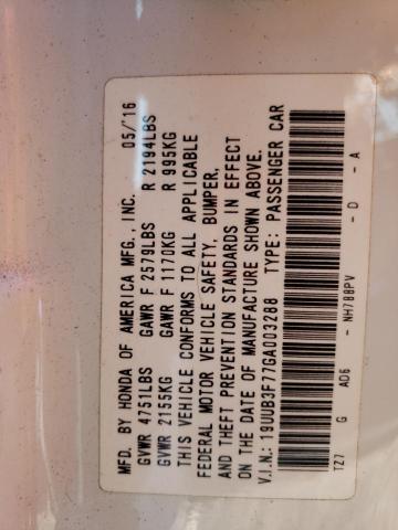 19UUB3F77GA003288 - 2016 ACURA TLX ADVANCE WHITE photo 12