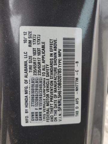 5FNRL5H61DB020785 - 2013 HONDA ODYSSEY EXL Grafit foto 13