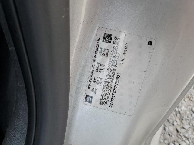 2G1FB1E32F9302927 - 2015 CHEVROLET CAMARO LS ვერცხლისფერი ფოტო 12