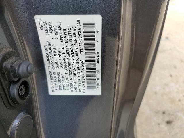 2HGFC3B73GH354969 - 2016 HONDA CIVIC EXL GRAY photo 12