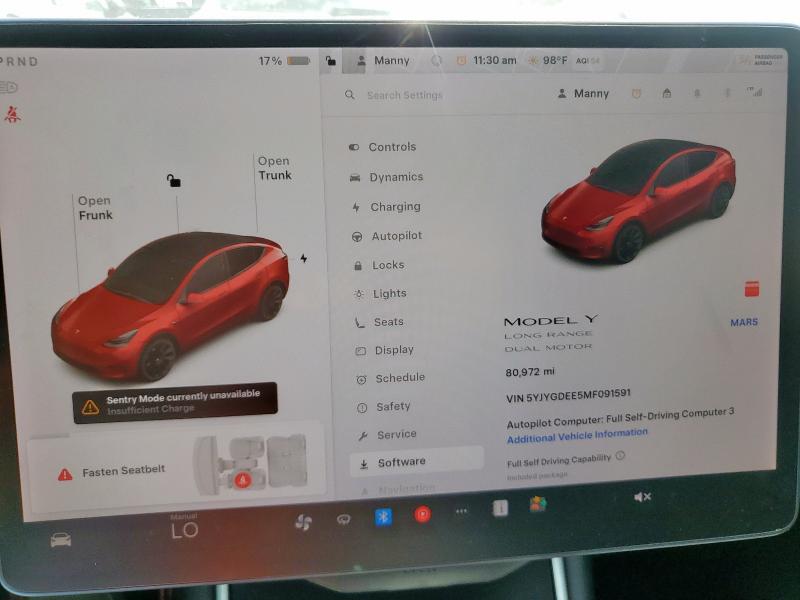 5YJYGDEE5MF091591 - 2021 TESLA MODEL Y Rot Foto 9