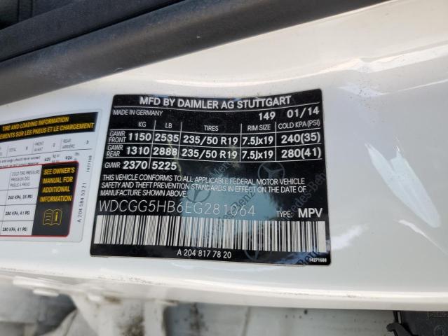 WDCGG5HB6EG281064 - 2014 MERCEDES-BENZ GLK 350 WHITE photo 12