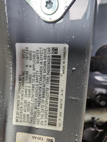 2HGFE1F70PH323719 - 2023 HONDA CIVIC EX ნაცრისფერი ფოტო 12