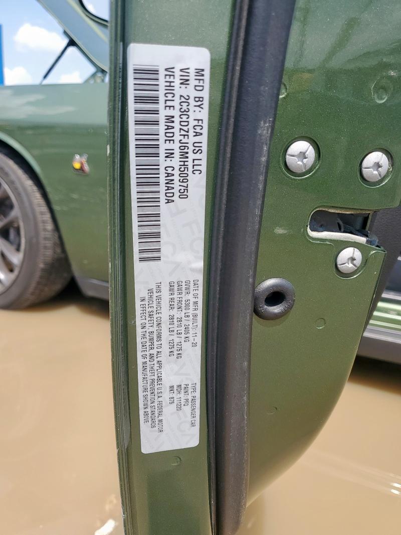 2C3CDZFJ6MH509750 - 2021 DODGE CHALLENGER R/T SCAT PACK GREEN photo 12