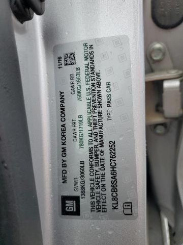 KL8CB6SA6HC762252 - 2017 CHEVROLET SPARK LS SILVER photo 12