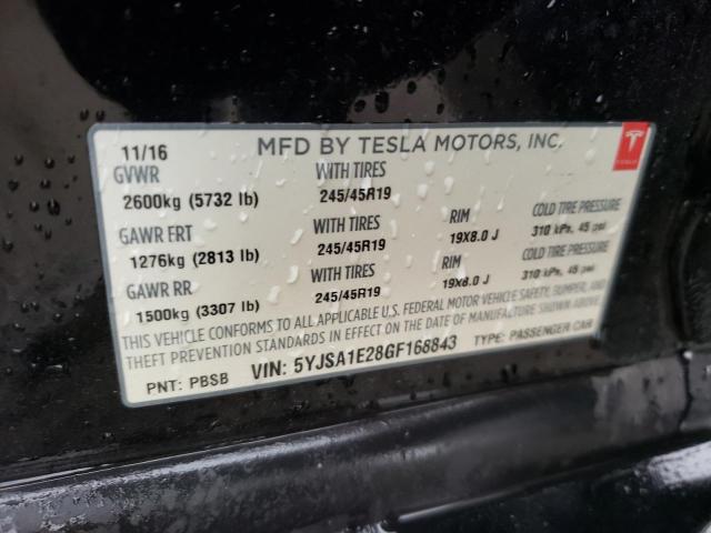 5YJSA1E28GF168843 - 2016 TESLA MODEL S Սև լուսանկար 13