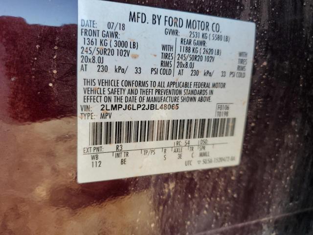 2LMPJ6LP2JBL48065 - 2018 LINCOLN MKX RESERVE Շագանակագույն լուսանկար 13