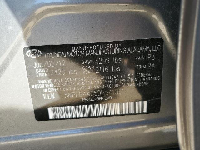 5NPEB4AC5DH541361 - 2013 HYUNDAI SONATA GLS SILVER photo 12