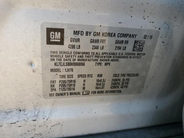 KL7CJLSB8KB868066 - 2019 CHEVROLET TRAX 1LT فضي صورة 12