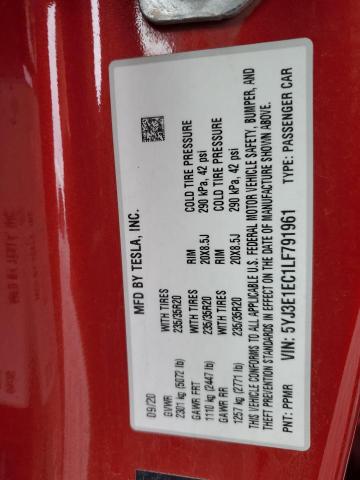 5YJ3E1EC1LF791961 - 2020 TESLA MODEL 3 Rouge photo 13