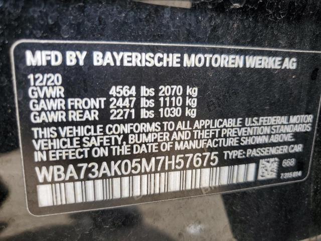 WBA73AK05M7H57675 - 2021 BMW 228XI Czarny zdjęcie 12